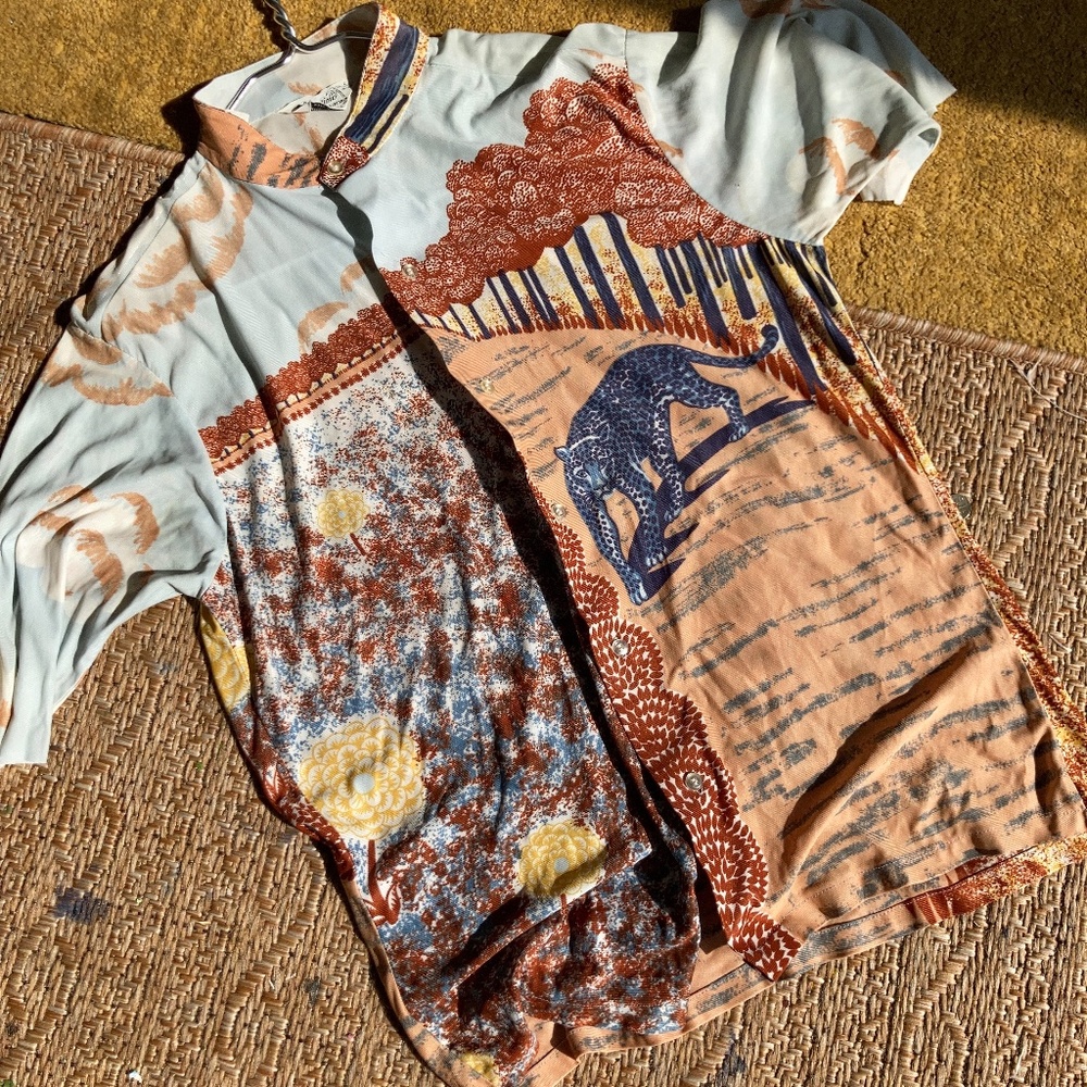 Vintage 70s All Over Print Panther Graphic Shirt